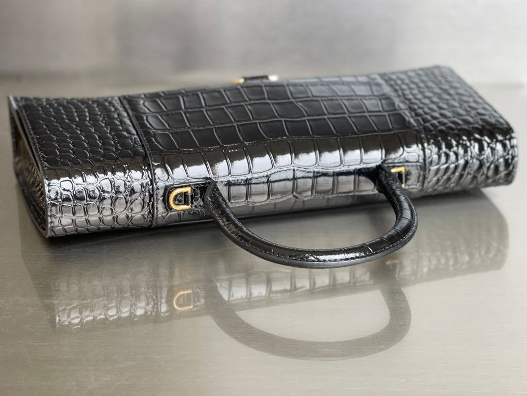 Crocodile black/gold buckle
