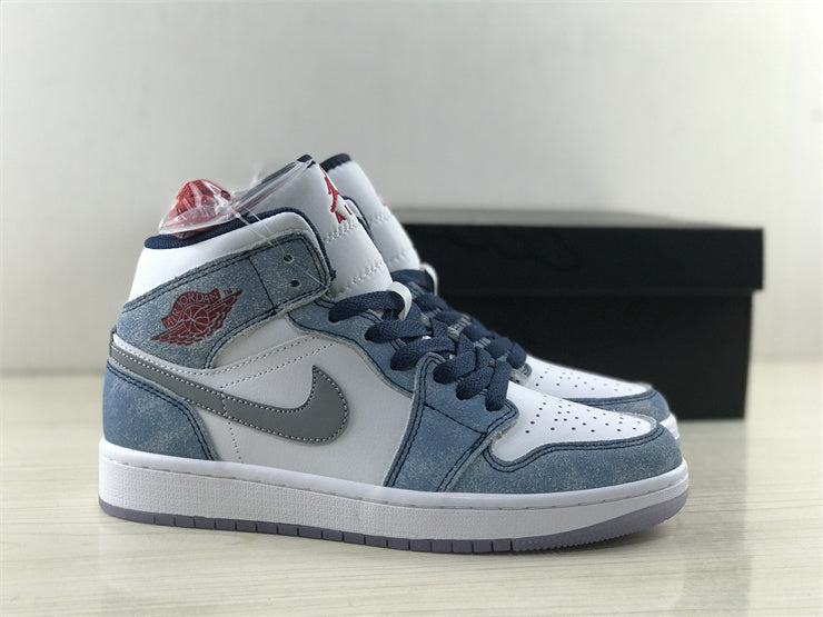 Air Jordan 1  Mid French Blue Fire Red