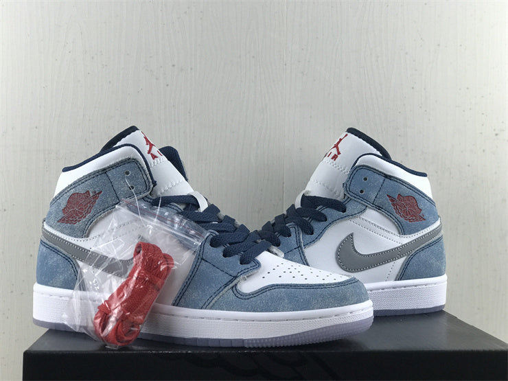 Air Jordan 1  Mid French Blue Fire Red