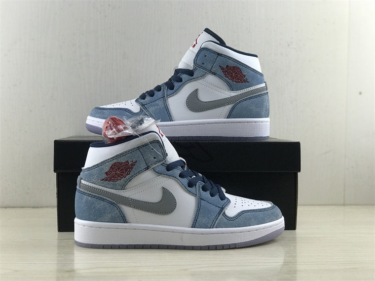 Air Jordan 1  Mid French Blue Fire Red