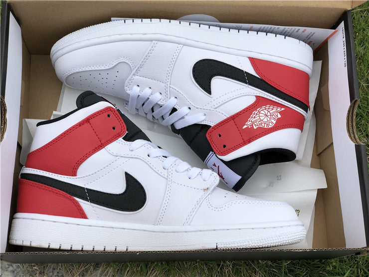 Air Jordan 1 Mid White Black Gym Red