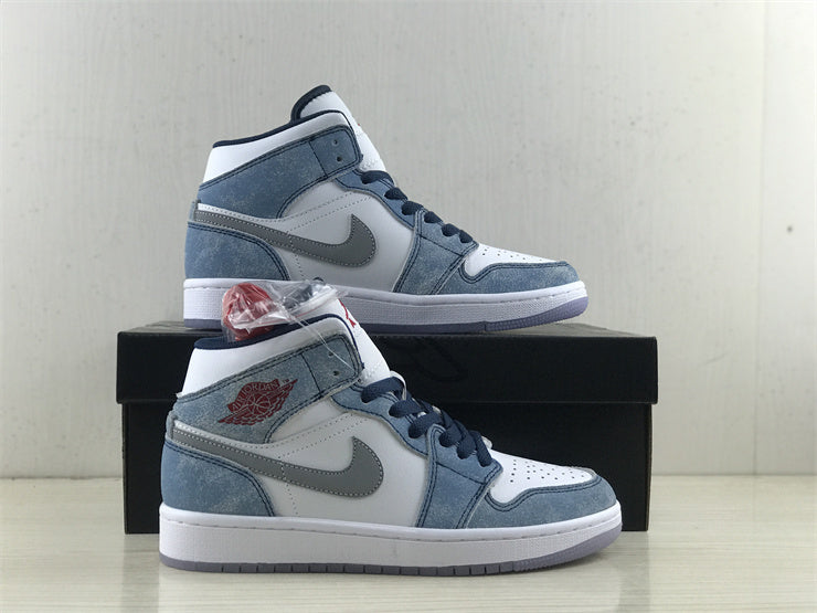 Air Jordan 1  Mid French Blue Fire Red