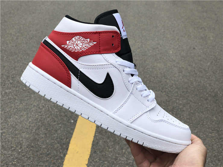 Air Jordan 1 Mid White Black Gym Red