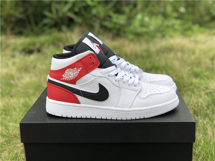 Air Jordan 1 Mid White Black Gym Red