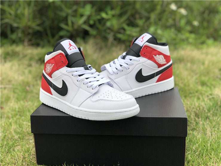 Air Jordan 1 Mid White Black Gym Red