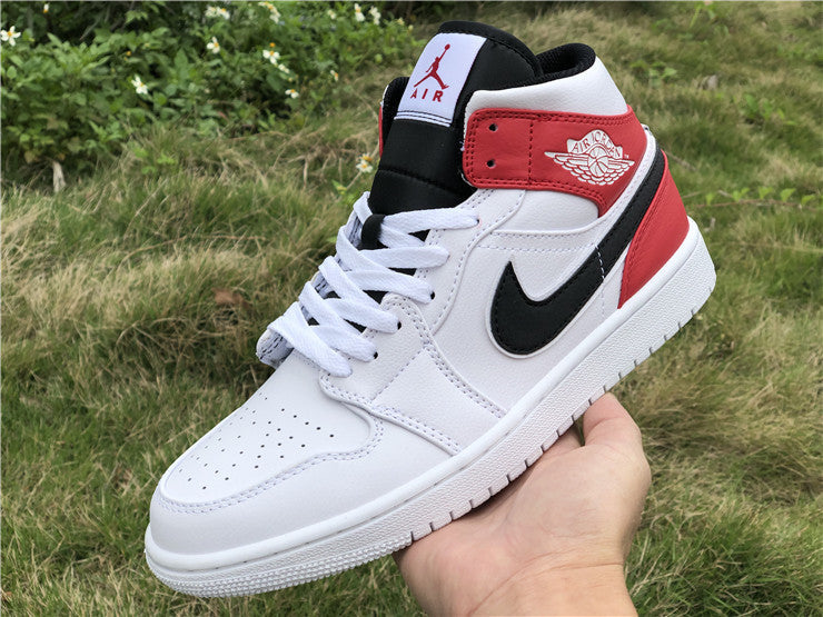 Air Jordan 1 Mid White Black Gym Red