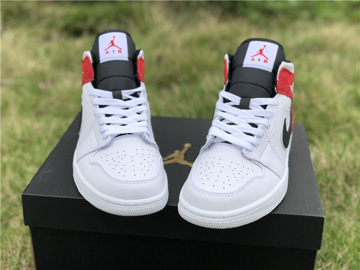 Air Jordan 1 Mid White Black Gym Red