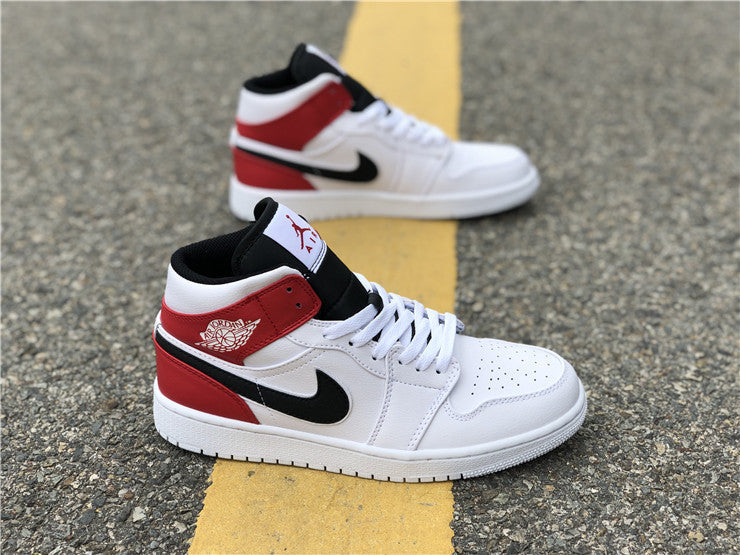 Air Jordan 1 Mid White Black Gym Red