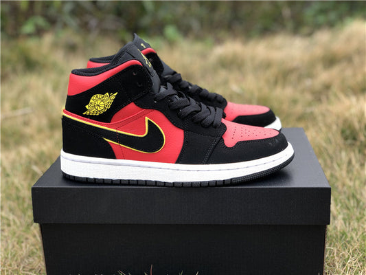 Air Jordan 1 Mid Black Hot Punch (W)