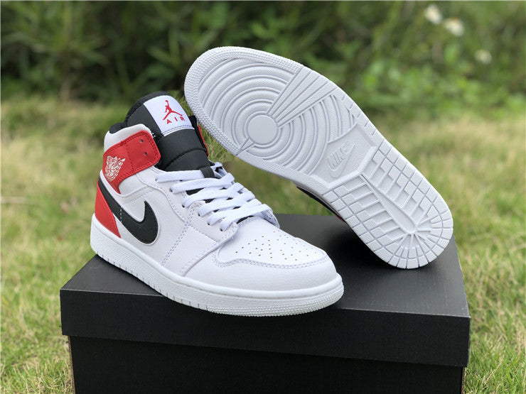 Air Jordan 1 Mid White Black Gym Red