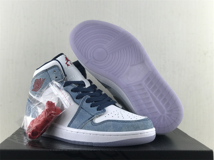 Air Jordan 1  Mid French Blue Fire Red