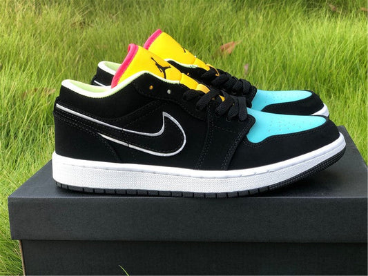 Air Jordan 1 Low Black Aurora Green Laser Orange