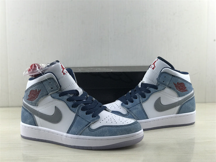 Air Jordan 1  Mid French Blue Fire Red