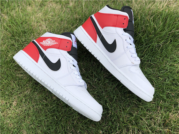 Air Jordan 1 Mid White Black Gym Red