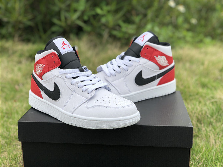 Air Jordan 1 Mid White Black Gym Red