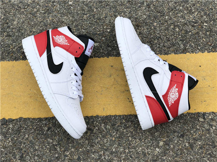 Air Jordan 1 Mid White Black Gym Red