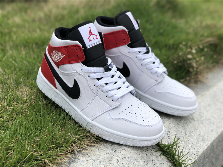 Air Jordan 1 Mid White Black Gym Red