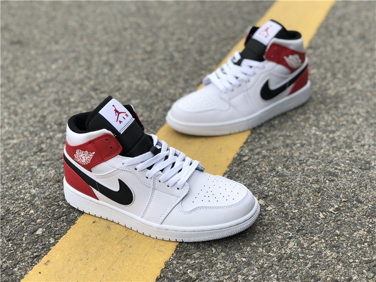 Air Jordan 1 Mid White Black Gym Red