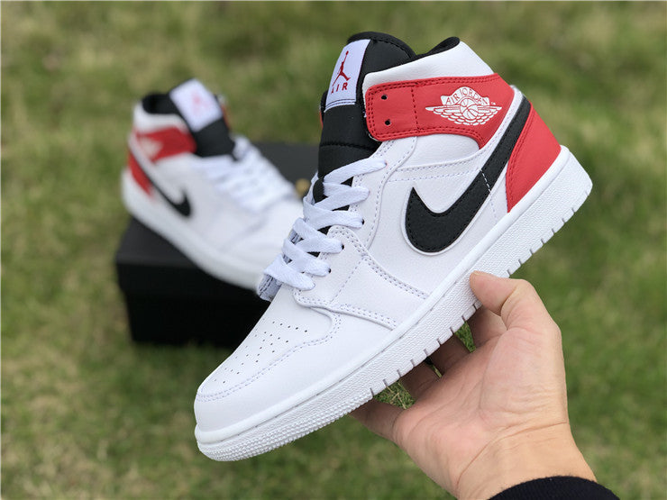 Air Jordan 1 Mid White Black Gym Red