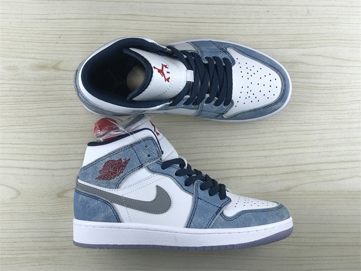 Air Jordan 1  Mid French Blue Fire Red