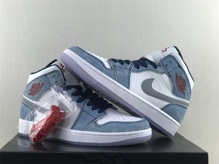 Air Jordan 1  Mid French Blue Fire Red