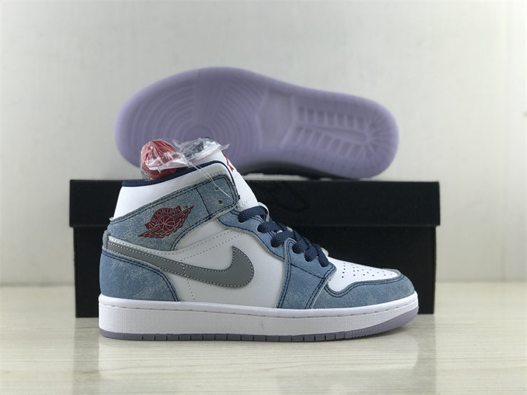 Air Jordan 1  Mid French Blue Fire Red