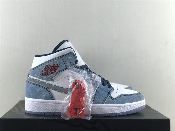 Air Jordan 1  Mid French Blue Fire Red